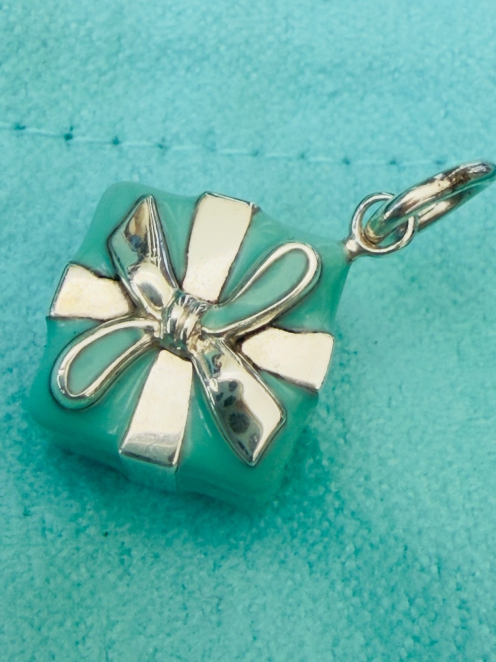 Tiffany & Co Silver Blue Enamel Gift Box Charm Bracelet or Pendant Present - Picture 2 of 6
